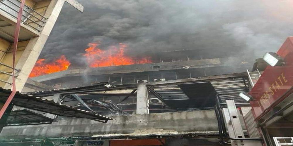 JUST IN: Fire Guts 14-Storey Building In Lagos